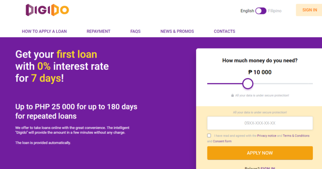quick cash loan apps- a picture showing the quick cash loan app Digido