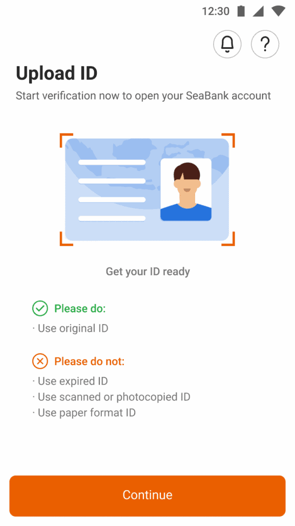 SeaBank Process of Uploading an ID